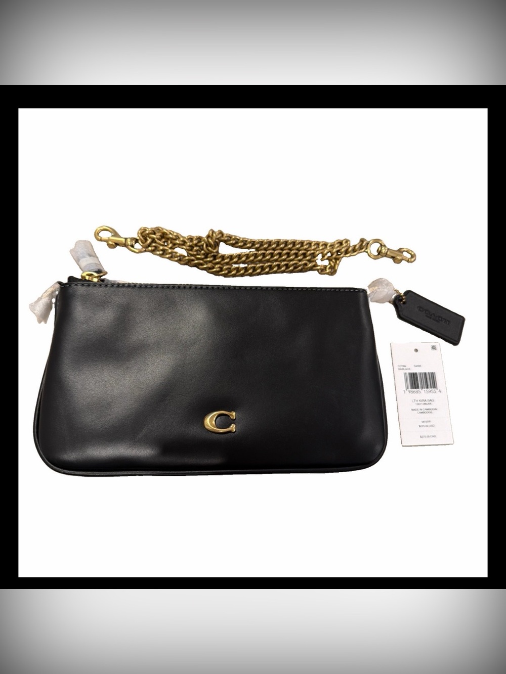 COACH Audrey Crossbody Purse Clutch Bag Leather Black NWT